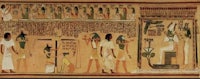 an egyptian painting depicting a scene