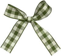 a green and white gingham bow on a black background