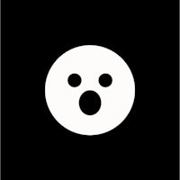 a white face icon on a black background