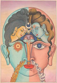 wood print featuring the painting person by person