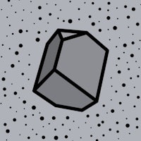 a black and white image of a cube on a gray background