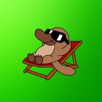 a cartoon otter wearing sunglasses on a green background