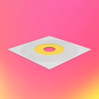 a yellow cd on a pink background