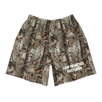 a camouflage shorts with the word'customer service'on it