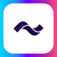 a purple and purple wave icon on a colorful background