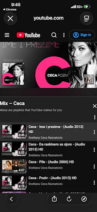 the youtube app on a phone with a picture of a woman and a man