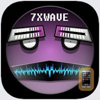 a purple face with the words 7wave on it