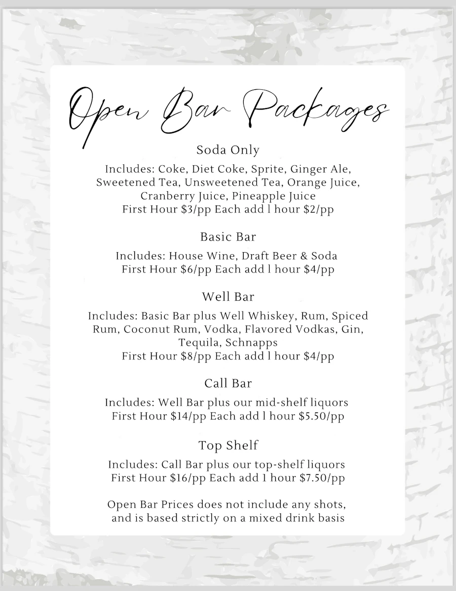Food & Bar Selections information