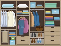 a closet full of clothes and shoes