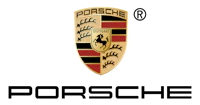 the porsche logo on a black background