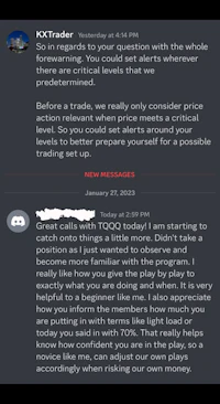 a screenshot of a text message from a trader