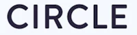 a circle logo on a white background