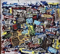 a piece of art with a lot of different things on it