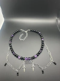 amethyst choker with black and purple beads