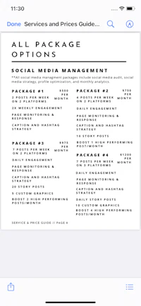 a screenshot of a social media management package on an iphone