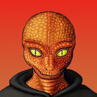 a drawing of a lizard with yellow eyes