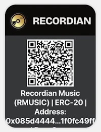 a qr code with the words recordian music erc20 address