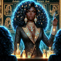 an illustration of a black woman in a bar