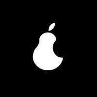 a white apple logo on a black background