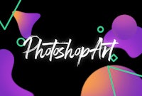 the word photoshop art on a black background