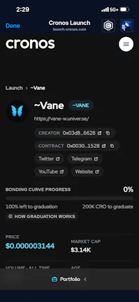 a screenshot of the cronos app on an iphone
