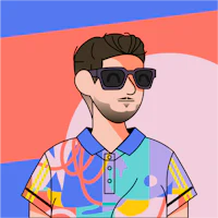 a cartoon of a man wearing sunglasses and a polka dot shirt