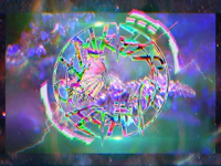 a psychedelic image with a colorful background