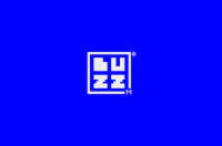 a blue background with the word buzzz on it