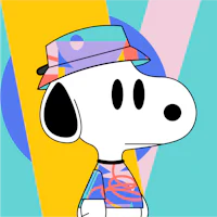snoopy wearing a colorful hat