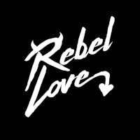 rebel love logo on a black background