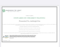 stevens to light children's training certificate
