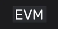 evm logo on a black background
