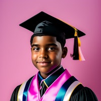 a young black boy in a graduation gown
