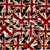 british flags on a black and red background