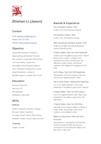 a resume template with a red and white background