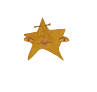 a yellow star with eyes on it