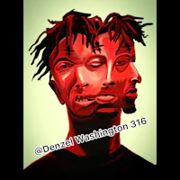a drawing of a man with dreadlocks and a red face