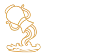 a gold logo of a watering can with a spout