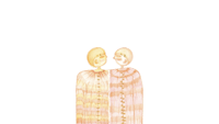 a watercolor illustration of two people standing next to each other