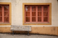 a bench in front of a building