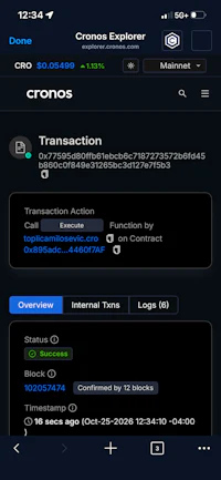 a screenshot of the cronos app on an iphone