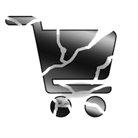 a broken shopping cart on a black background