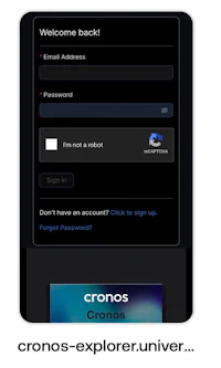 a screenshot of the login screen for cronos