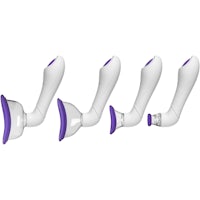 three white and purple sex toys on a white background