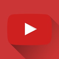 youtube logo with a long shadow on a red background