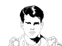 a black and white drawing of a man in uniform