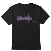 a purple sound wave on a black t - shirt