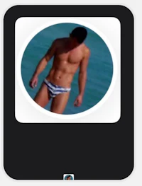 a picture of a man in a bikini on the beach