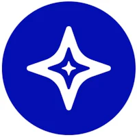 a blue and white star in a circle