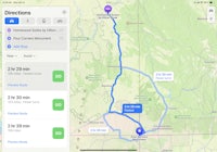 a map showing the route of a road trip